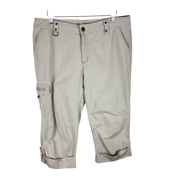 Harley-Davidson Denim - Harley Davidson 100% Cotton Light Tan Mid Rise Cuffed Khaki Capri Jeans Size 12